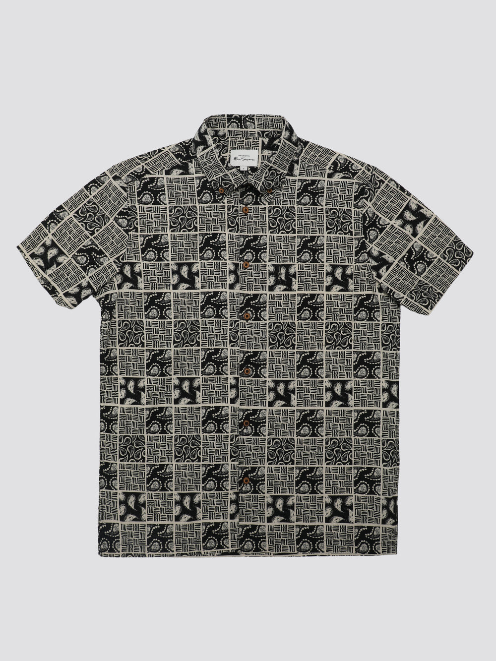 Ben Sherman Signature Checkerboard Paisley Print Shirts Black | UACK80371