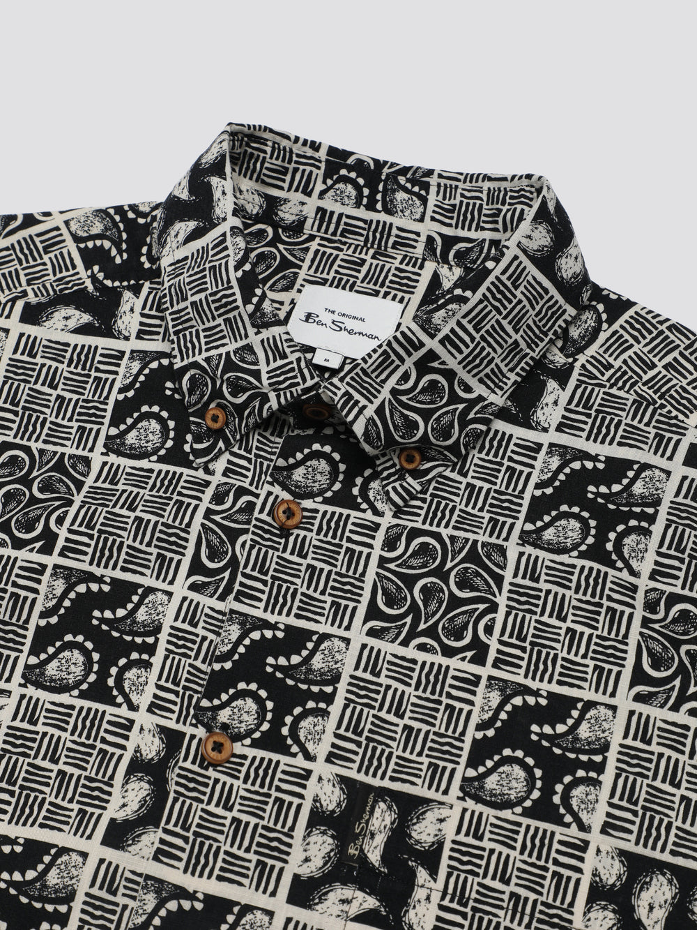 Ben Sherman Signature Checkerboard Paisley Print Shirts Black | UACK80371