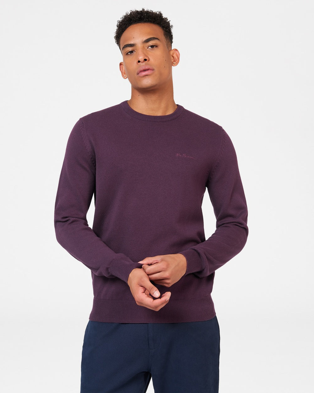 Ben Sherman Signature Crewneck Knitwear Purple | BUXZ48319