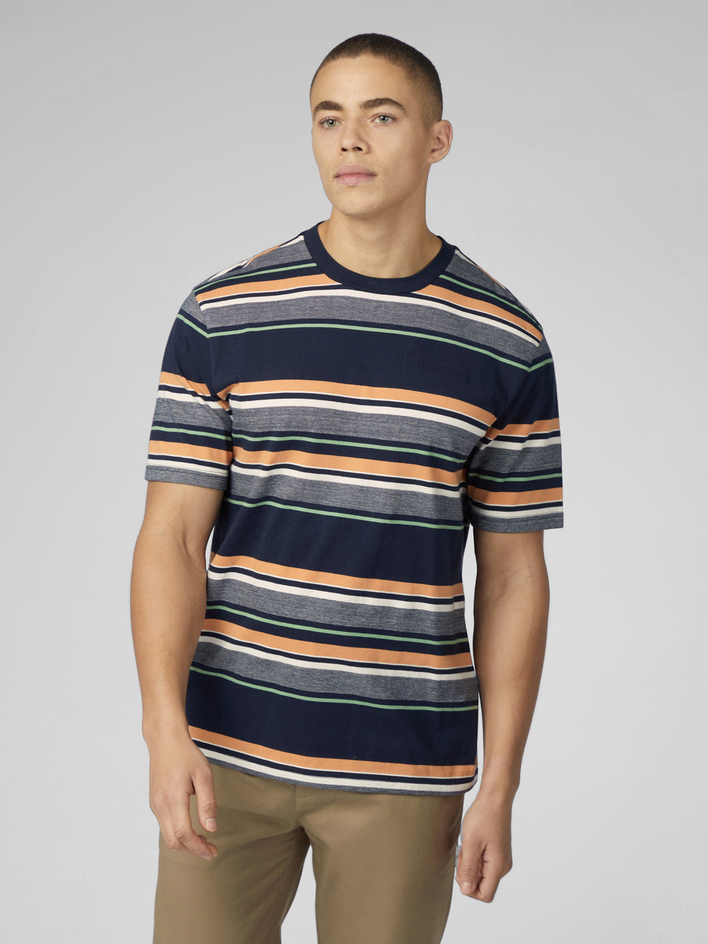 Ben Sherman Signature Engineered Stripe T-Shirt Navy | FQTL04627