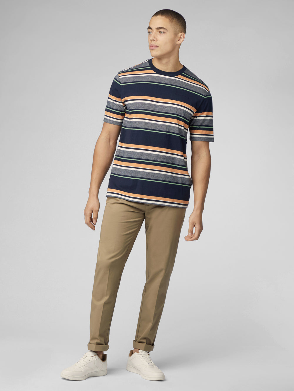 Ben Sherman Signature Engineered Stripe T-Shirt Navy | FQTL04627