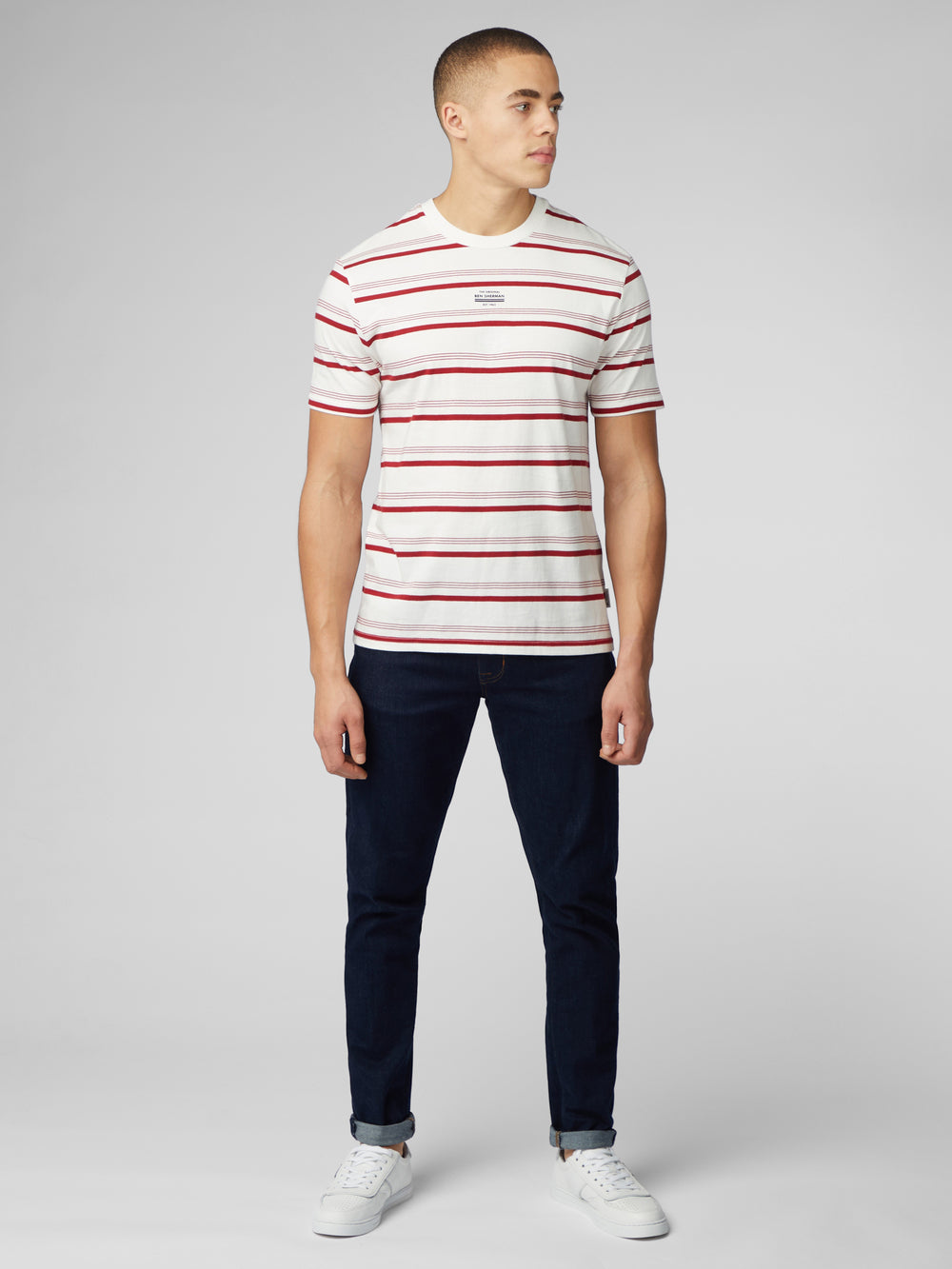 Ben Sherman Signature Fine Stripe T-Shirt White | XSIK37845