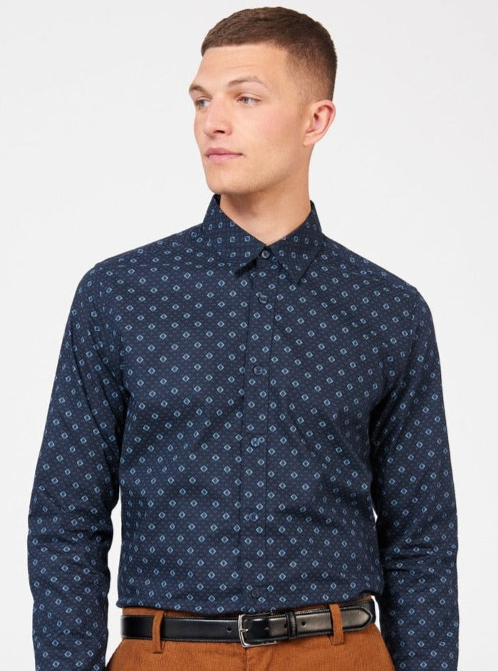 Ben Sherman Signature Geo Shirts Blue | LXAP63714