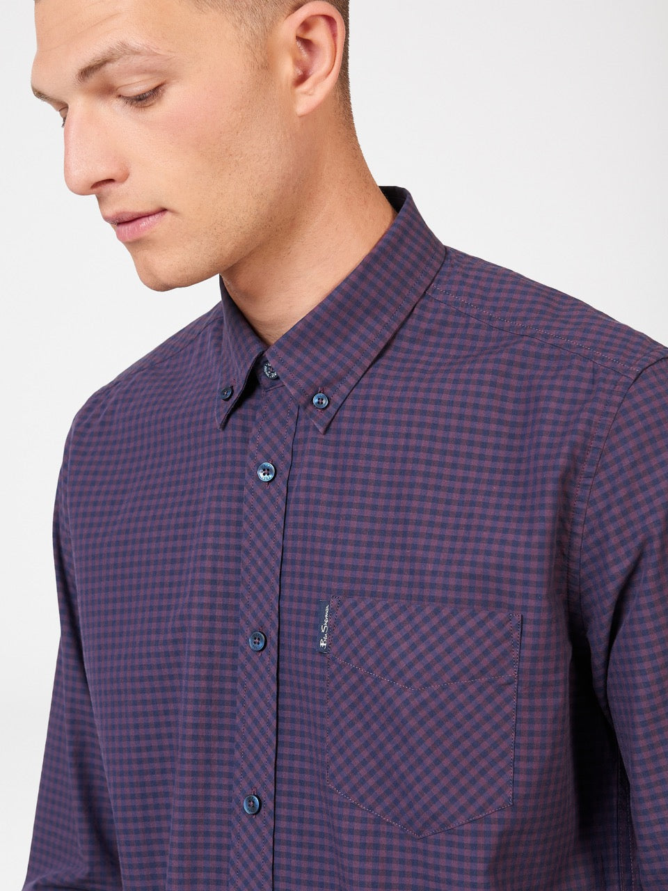 Ben Sherman Signature Gingham Long-Sleeve Shirts Purple | RPVI25304