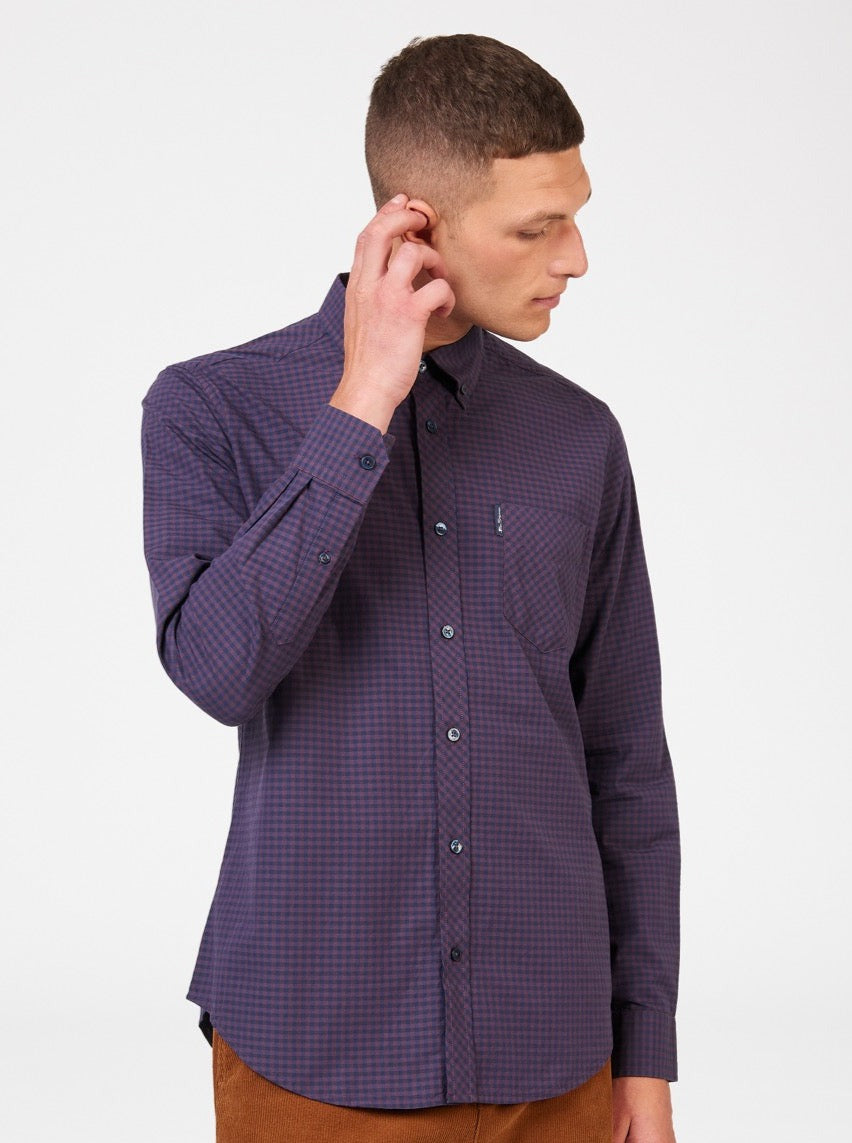 Ben Sherman Signature Gingham Long-Sleeve Shirts Purple | RPVI25304