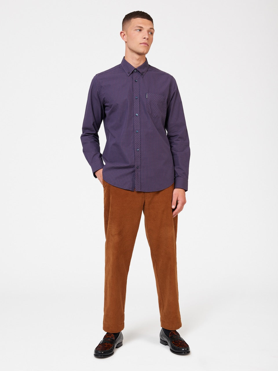 Ben Sherman Signature Gingham Long-Sleeve Shirts Purple | RPVI25304