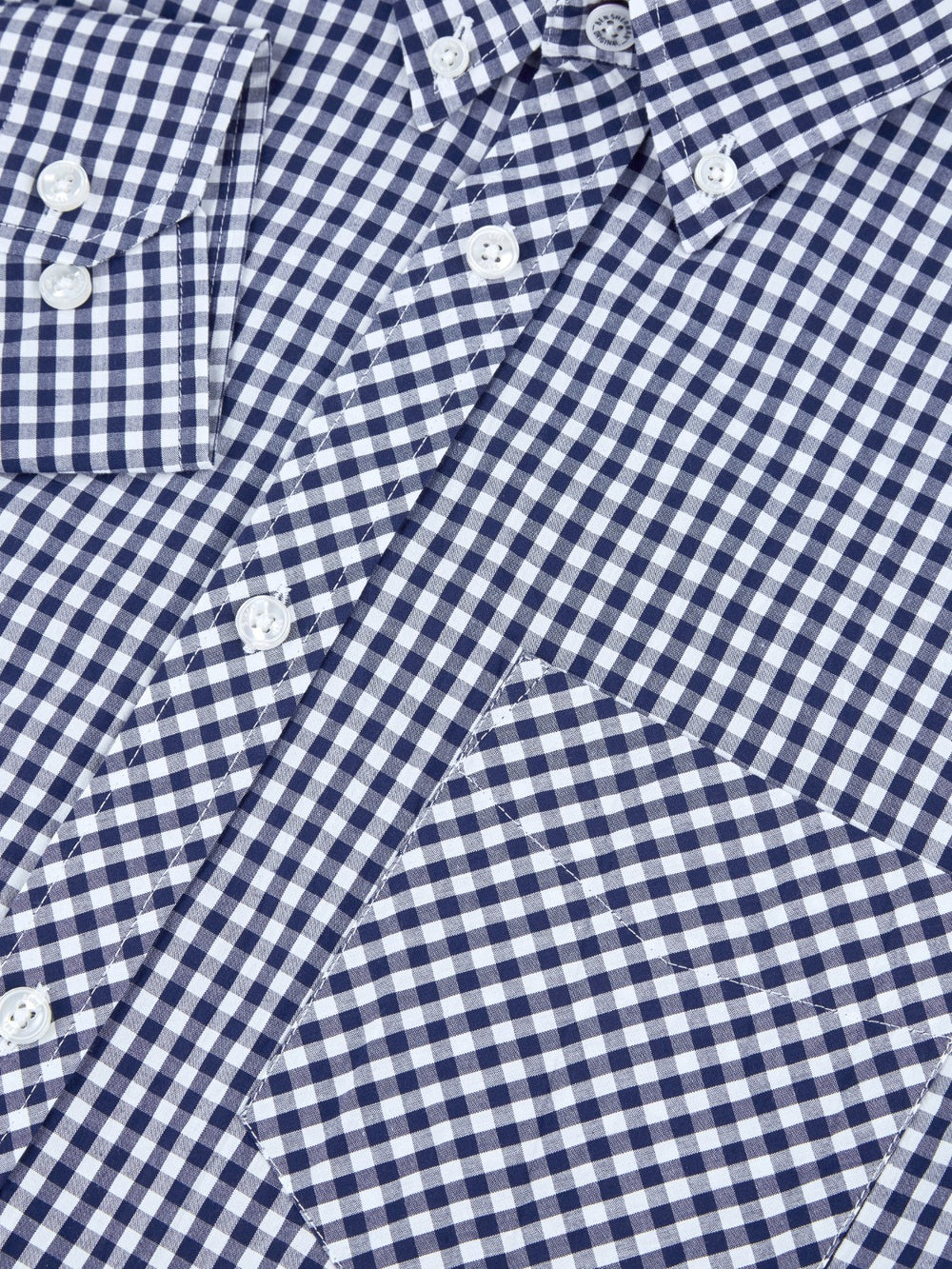 Ben Sherman Signature Long-Sleeve Gingham Shirts Dark Blue | USMC08641