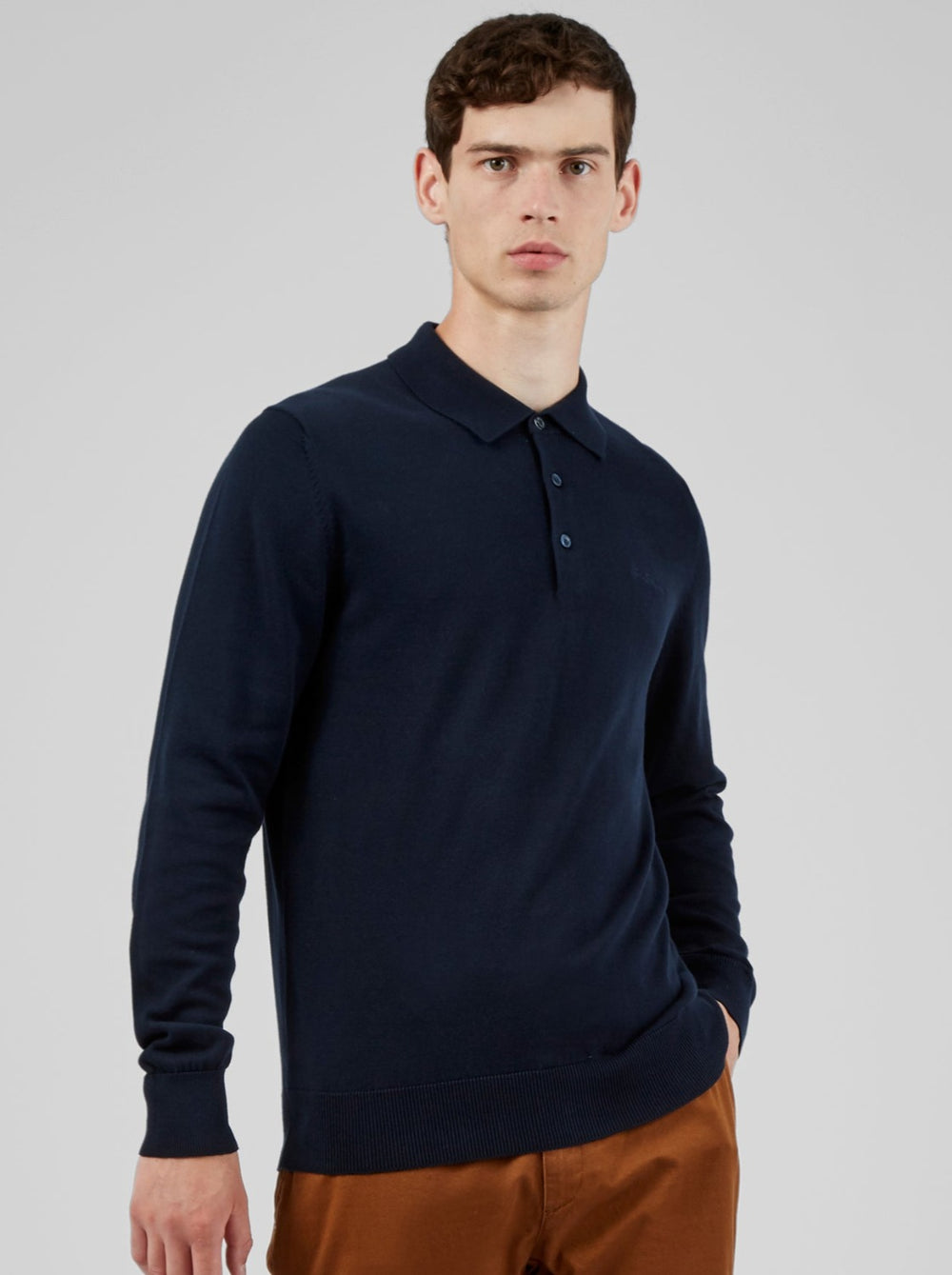 Ben Sherman Signature Long-Sleeve Polo Neck Sweaters Navy | EOPI14208