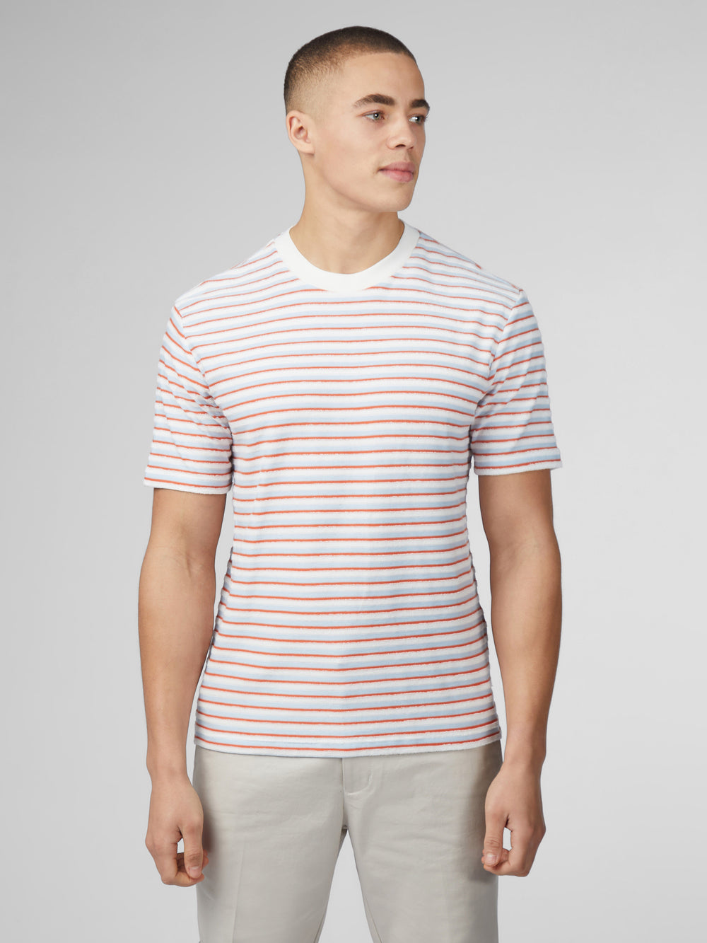 Ben Sherman Signature Loopback Stripe T-Shirt Blue | FVDM37840