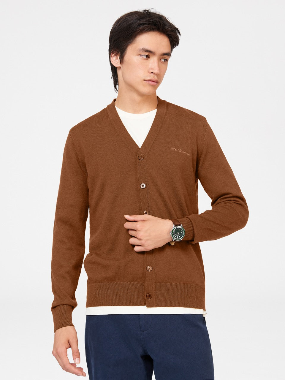 Ben Sherman Signature Merino Cardigan Knitwear Brown | NETH10475