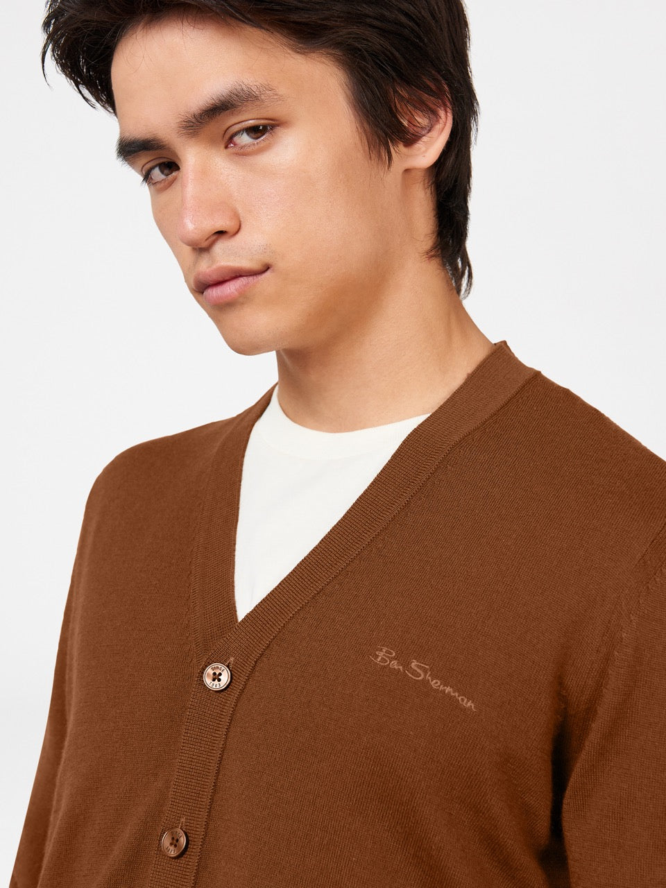 Ben Sherman Signature Merino Cardigan Knitwear Brown | NETH10475