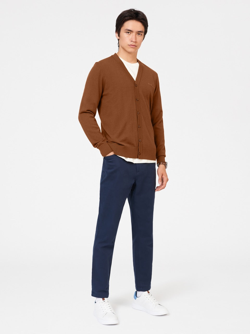 Ben Sherman Signature Merino Cardigan Knitwear Brown | NETH10475