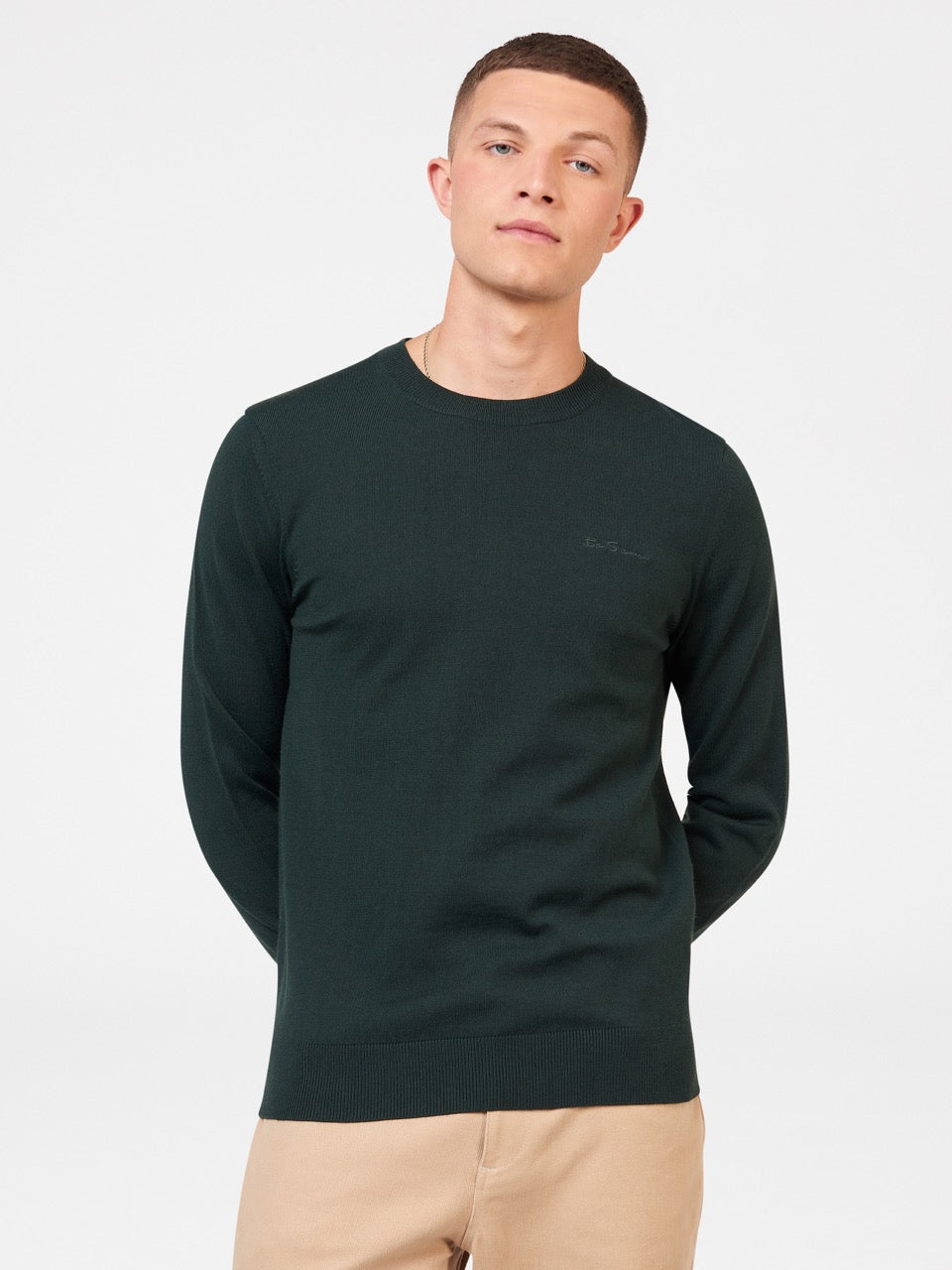 Ben Sherman Signature Merino Crewneck Knitwear Dark Green | ICBQ34901