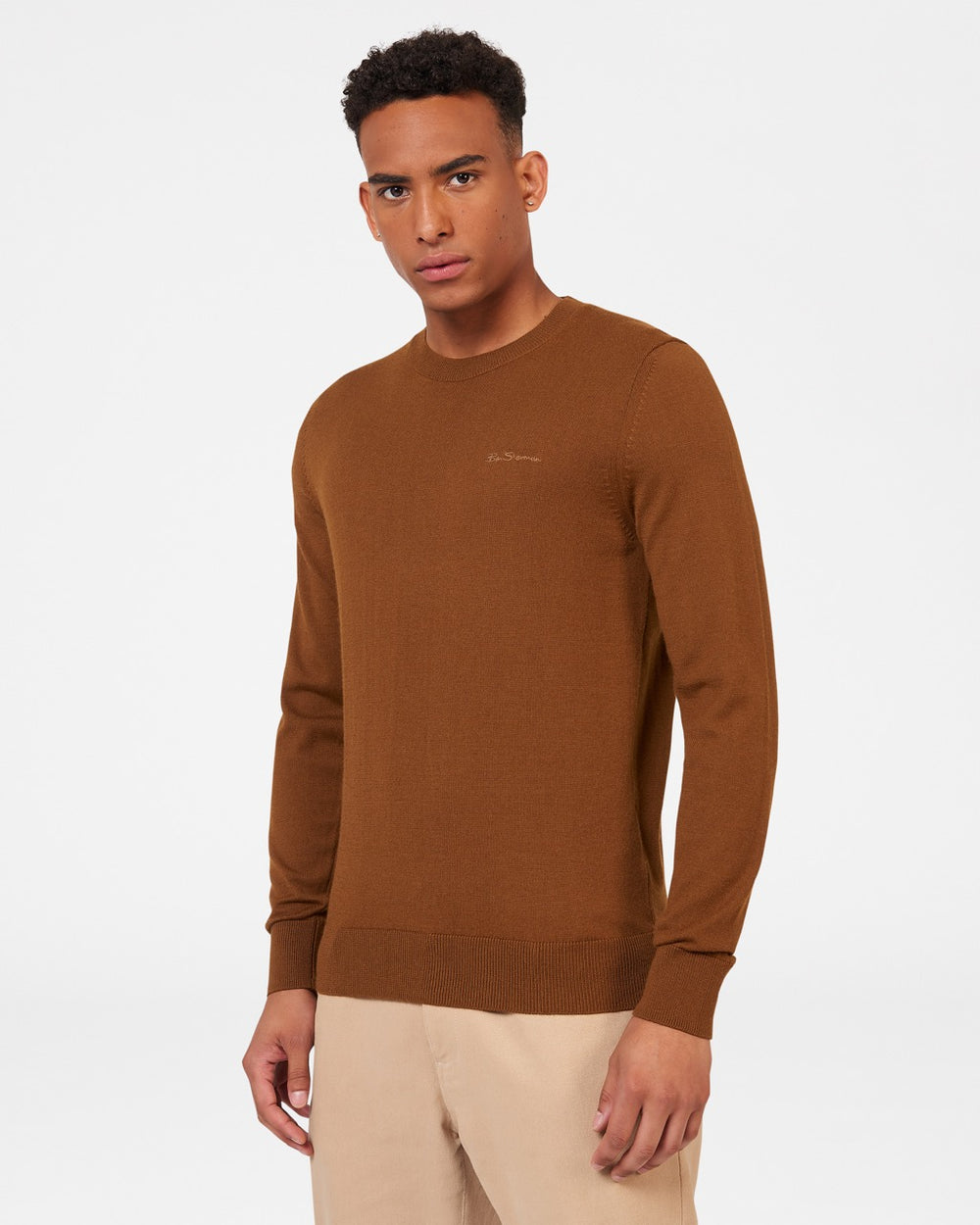 Ben Sherman Signature Merino Crewneck Knitwear Brown | VYBW18469