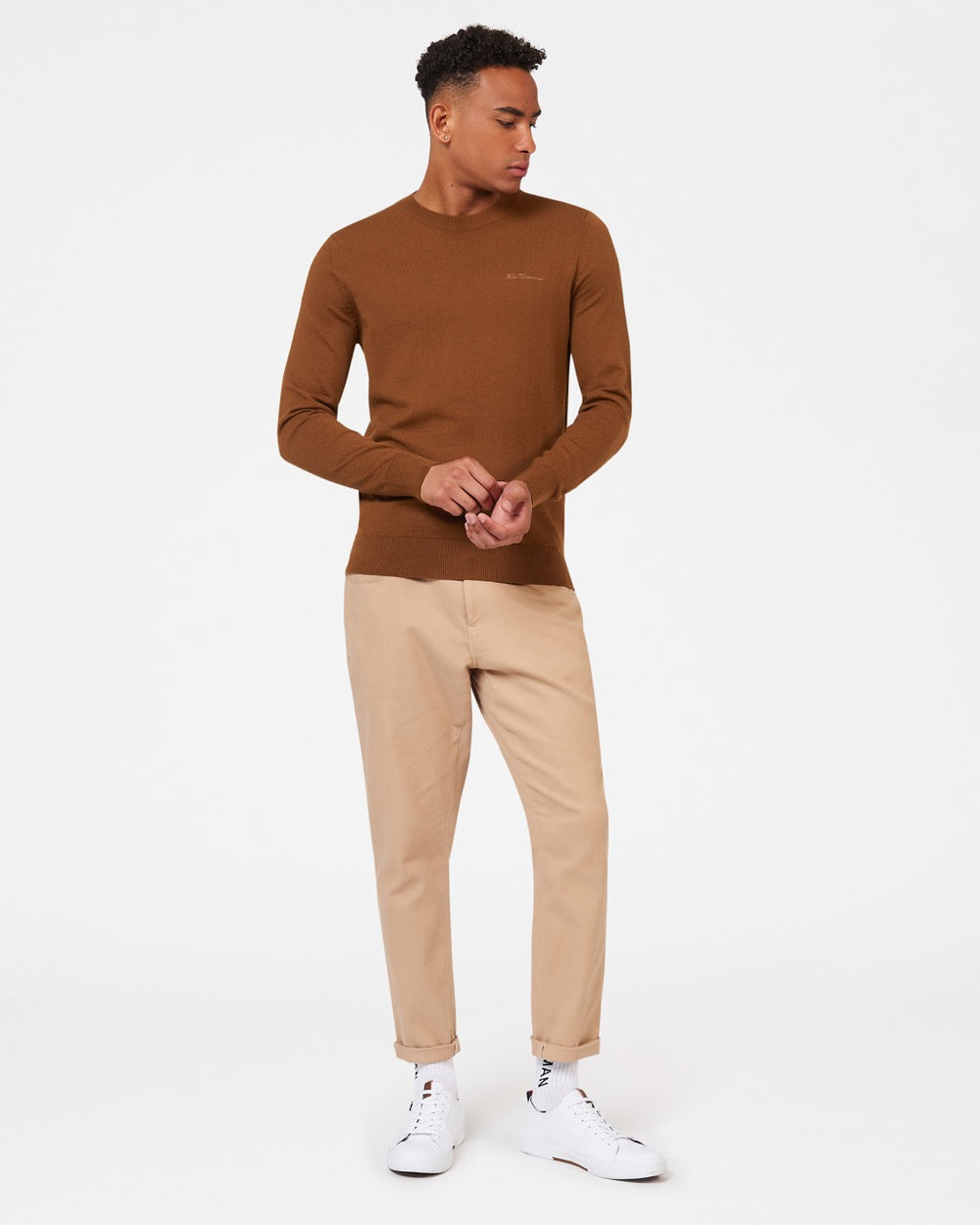 Ben Sherman Signature Merino Crewneck Knitwear Brown | VYBW18469