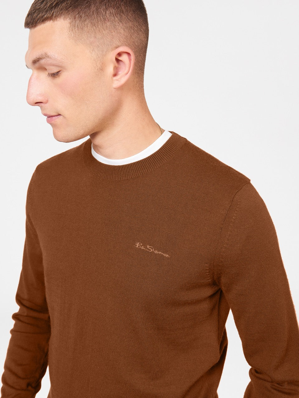 Ben Sherman Signature Merino Crewneck Knitwear Brown | VYBW18469