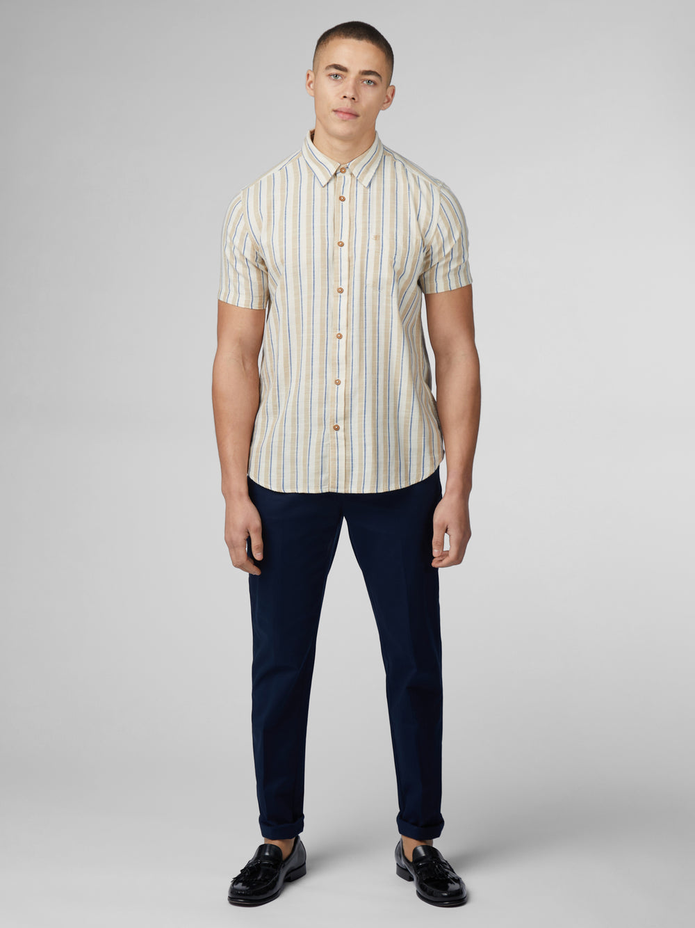 Ben Sherman Signature Mod Stripe Shirts White | SKIV65413