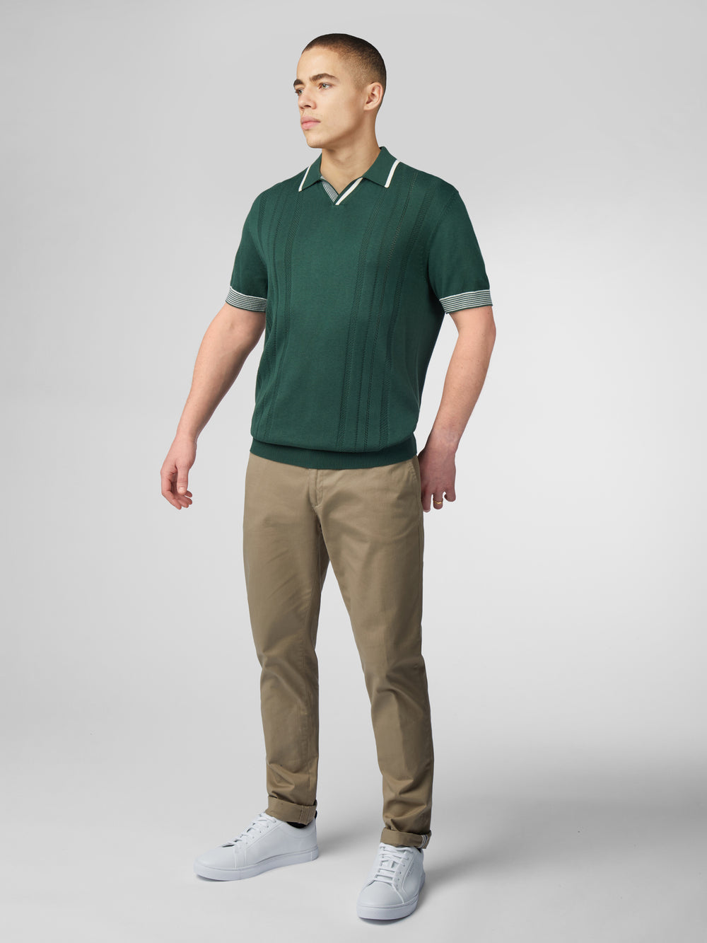 Ben Sherman Signature Open Neck Polo Knitwear Green | ZRQT54067