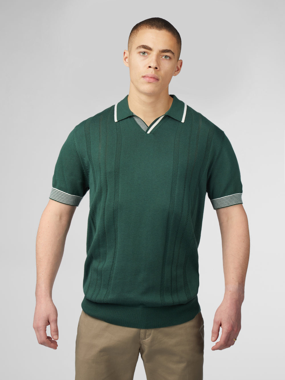 Ben Sherman Signature Open Neck Polo Knitwear Green | ZRQT54067