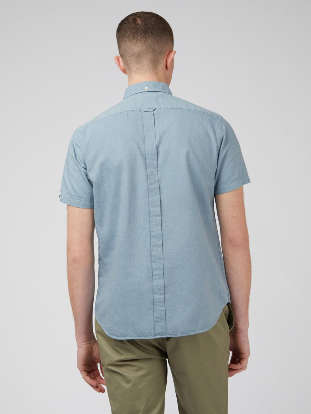 Ben Sherman Signature Organic Short-Sleeve Oxford Shadow Shirts Blue Grey | HXJS06139