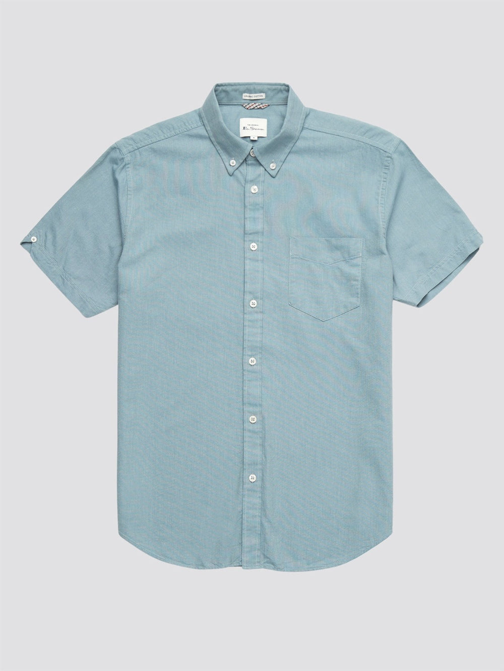 Ben Sherman Signature Organic Short-Sleeve Oxford Shadow Shirts Blue Grey | HXJS06139