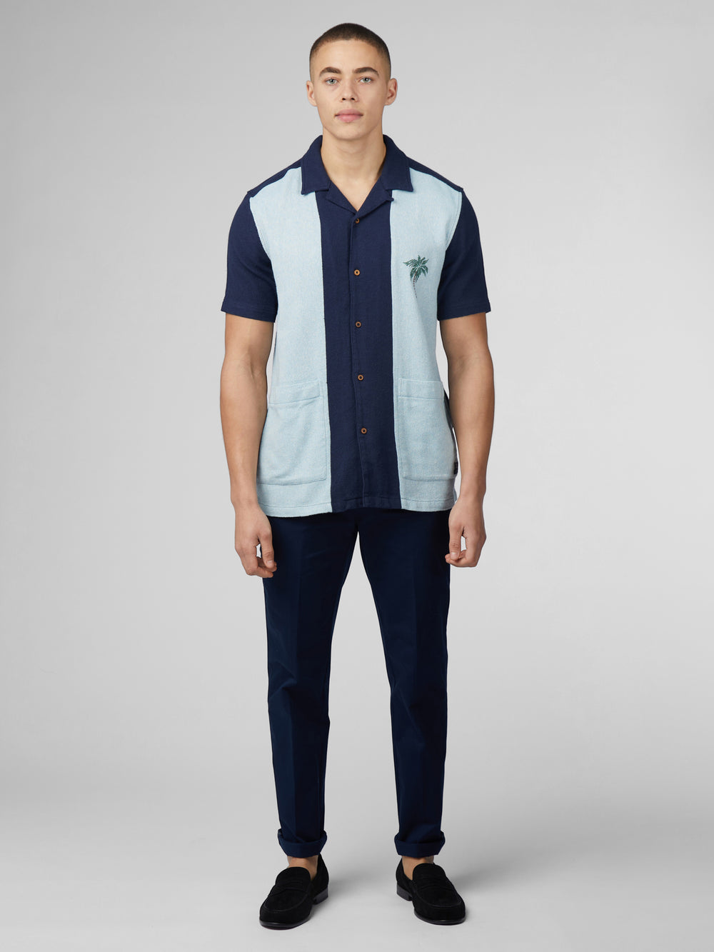 Ben Sherman Signature Recycled Boucle Resort Shirts Navy | HXIR52063