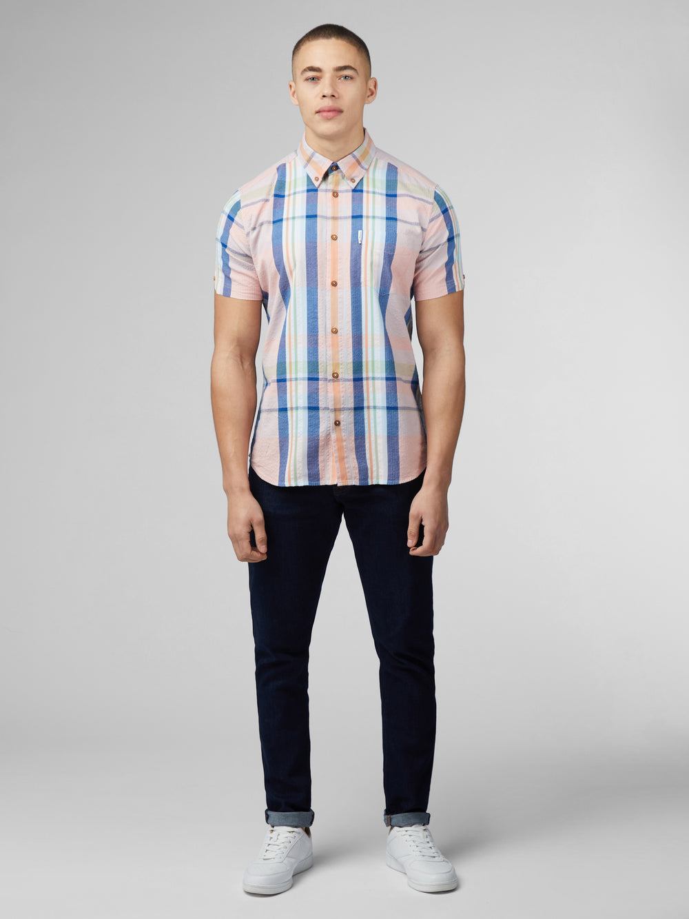 Ben Sherman Signature Seersucker Check Shirts Pink | XKBG57029