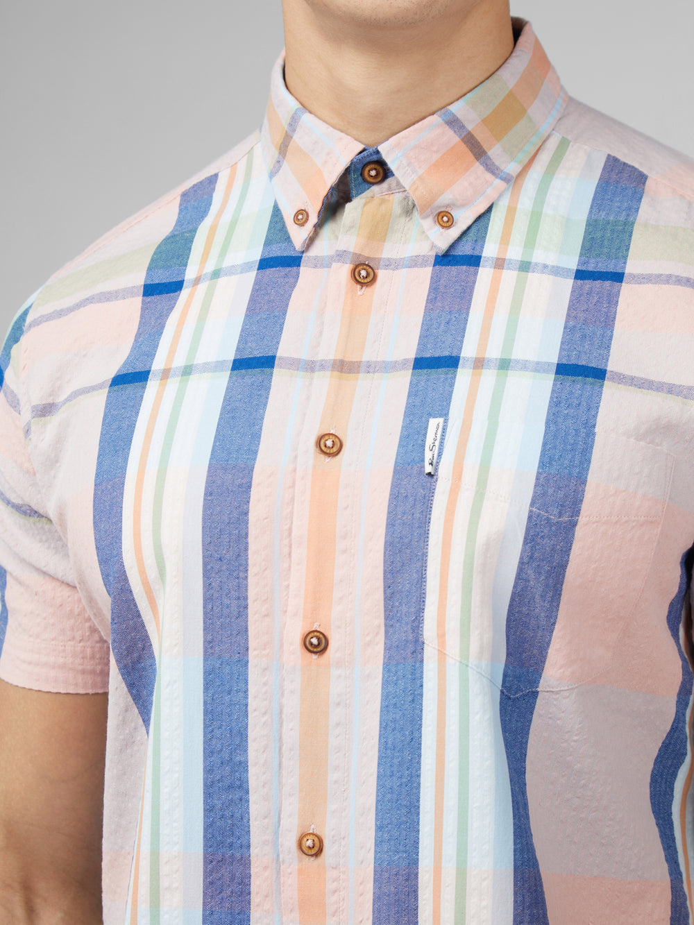 Ben Sherman Signature Seersucker Check Shirts Pink | XKBG57029