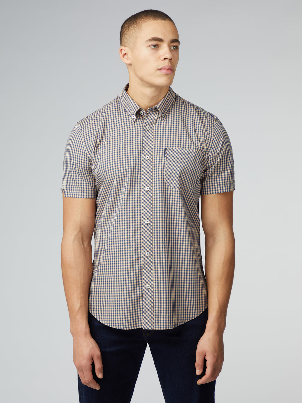 Ben Sherman Signature Short Sleeve Gingham Shirts Copper Orange | ZQYR47219