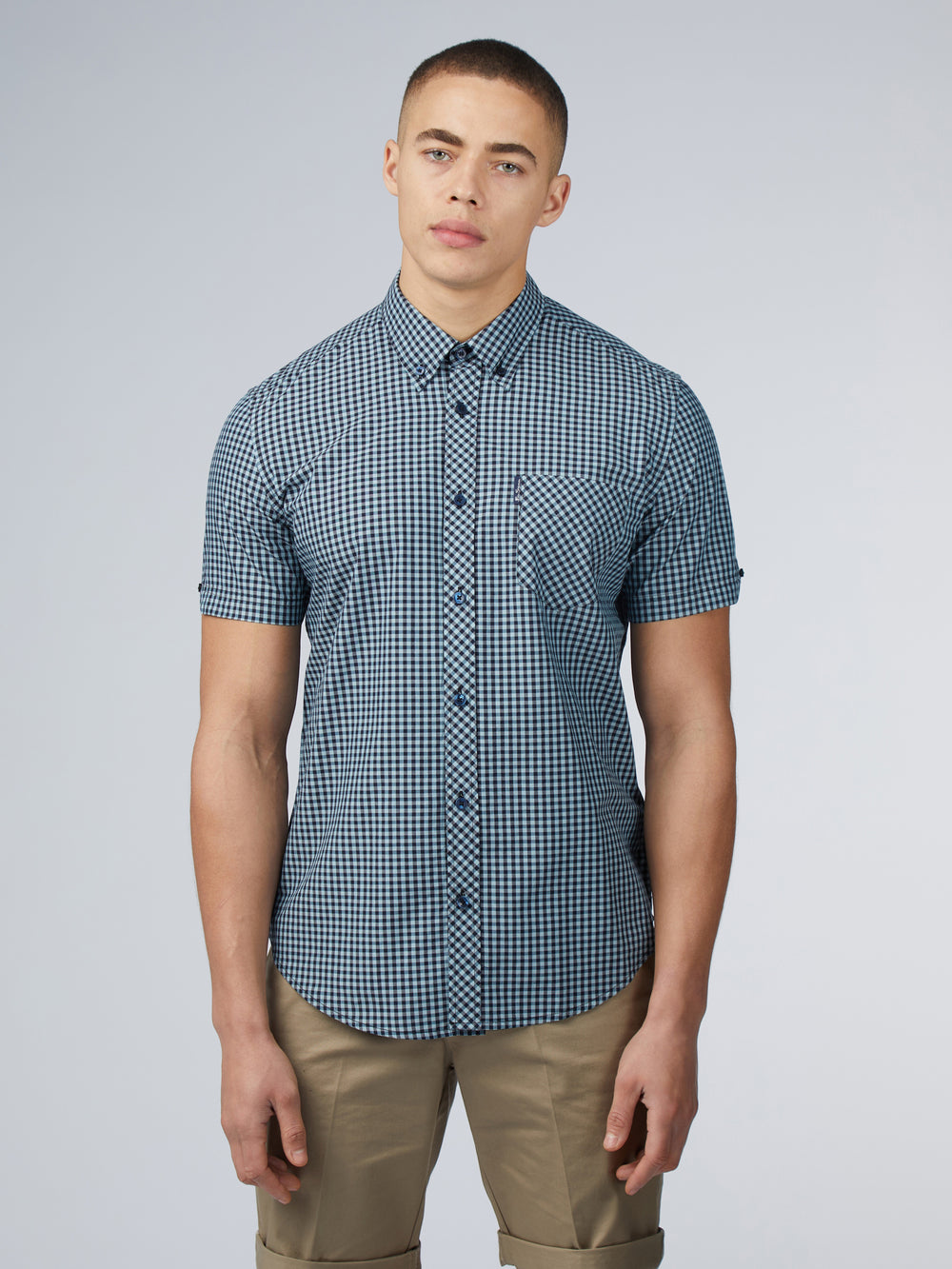 Ben Sherman Signature Short Sleeve Gingham Shirts Blue | UZDC68910