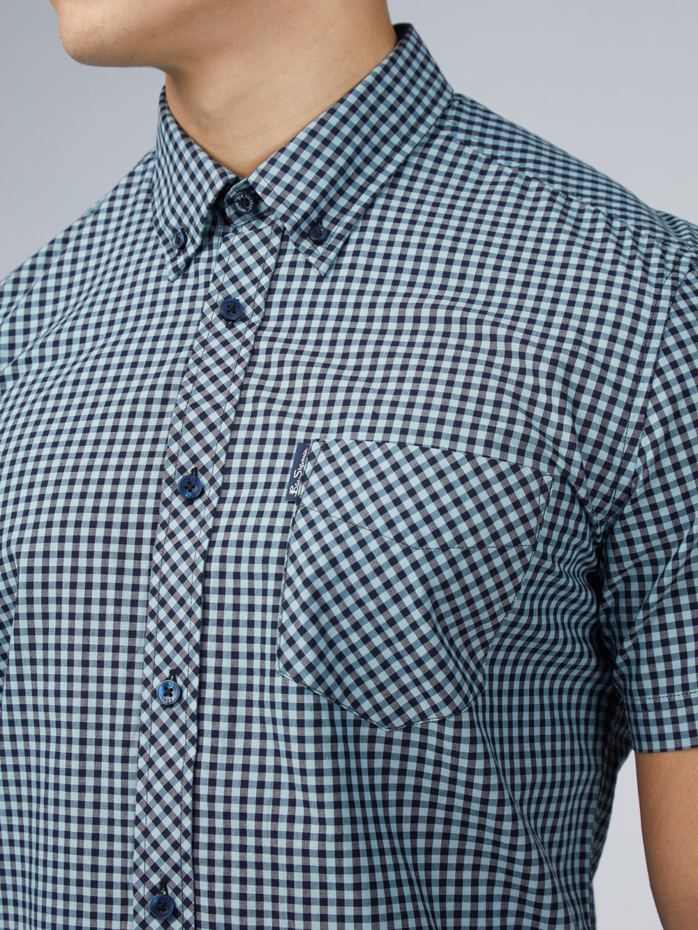 Ben Sherman Signature Short Sleeve Gingham Shirts Blue | UZDC68910