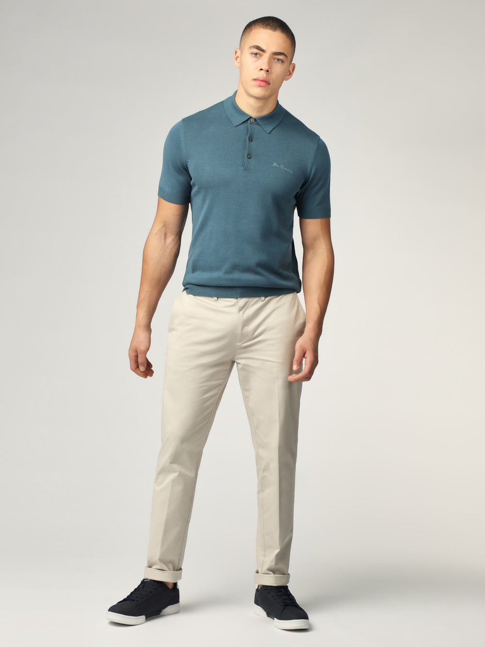 Ben Sherman Signature Short Sleeve Polo Knitwear Turquoise | GZAB67082