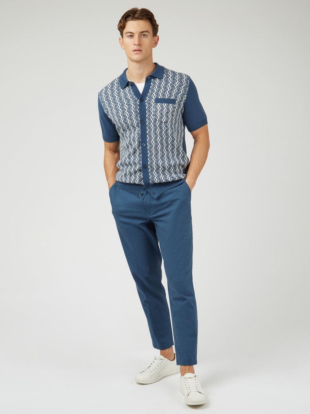 Ben Sherman Signature Slim Taper Linen Pants Blue | ITKX02176