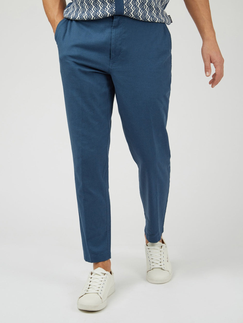 Ben Sherman Signature Slim Taper Linen Pants Blue | ITKX02176