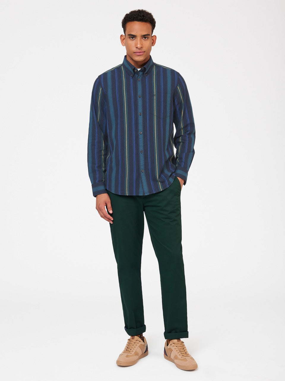 Ben Sherman Signature Striped Oxford Shirts Green | AQZS08956