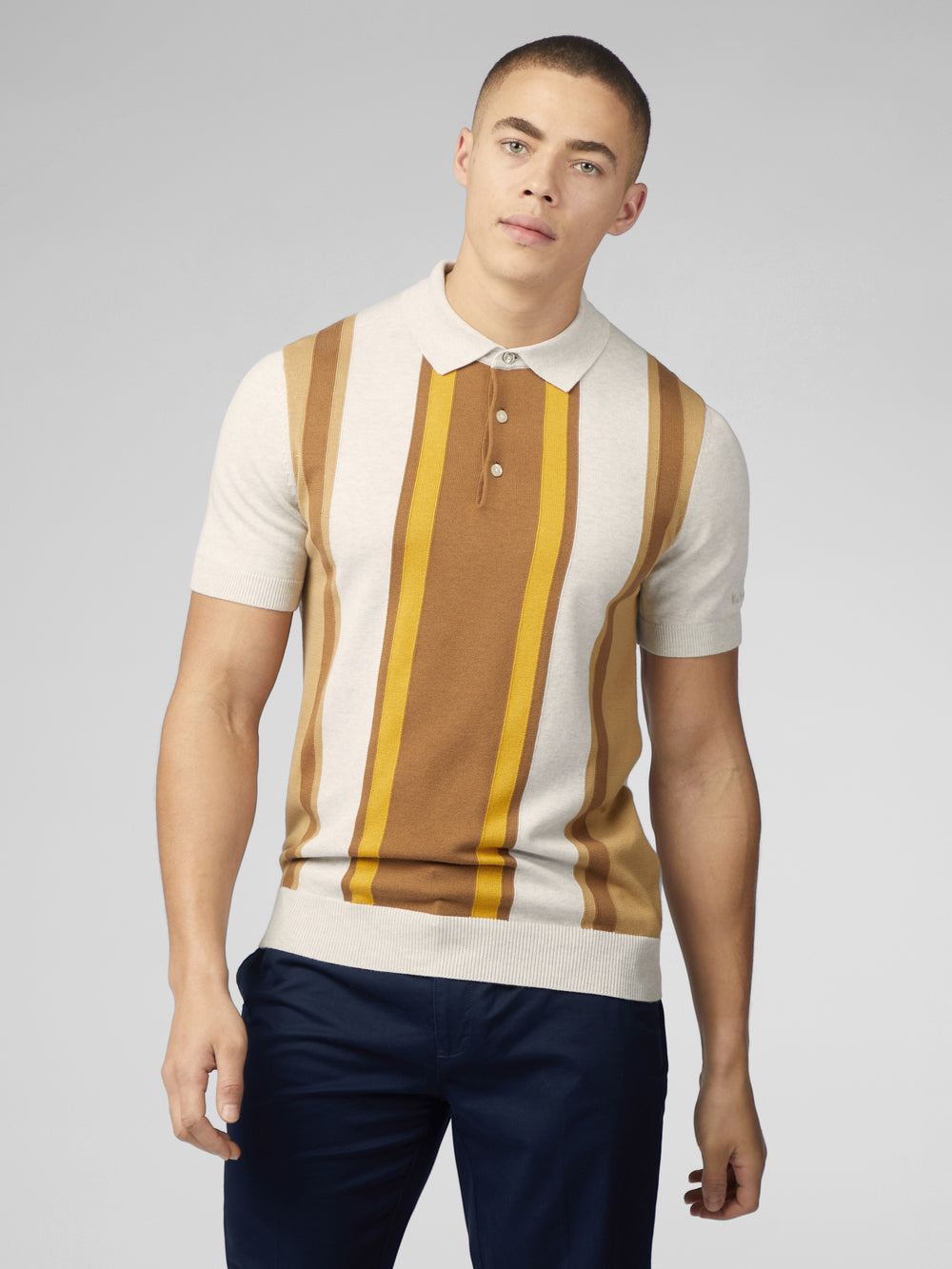 Ben Sherman Signature Vertical Stripe Polo Knitwear White | RSPL83964