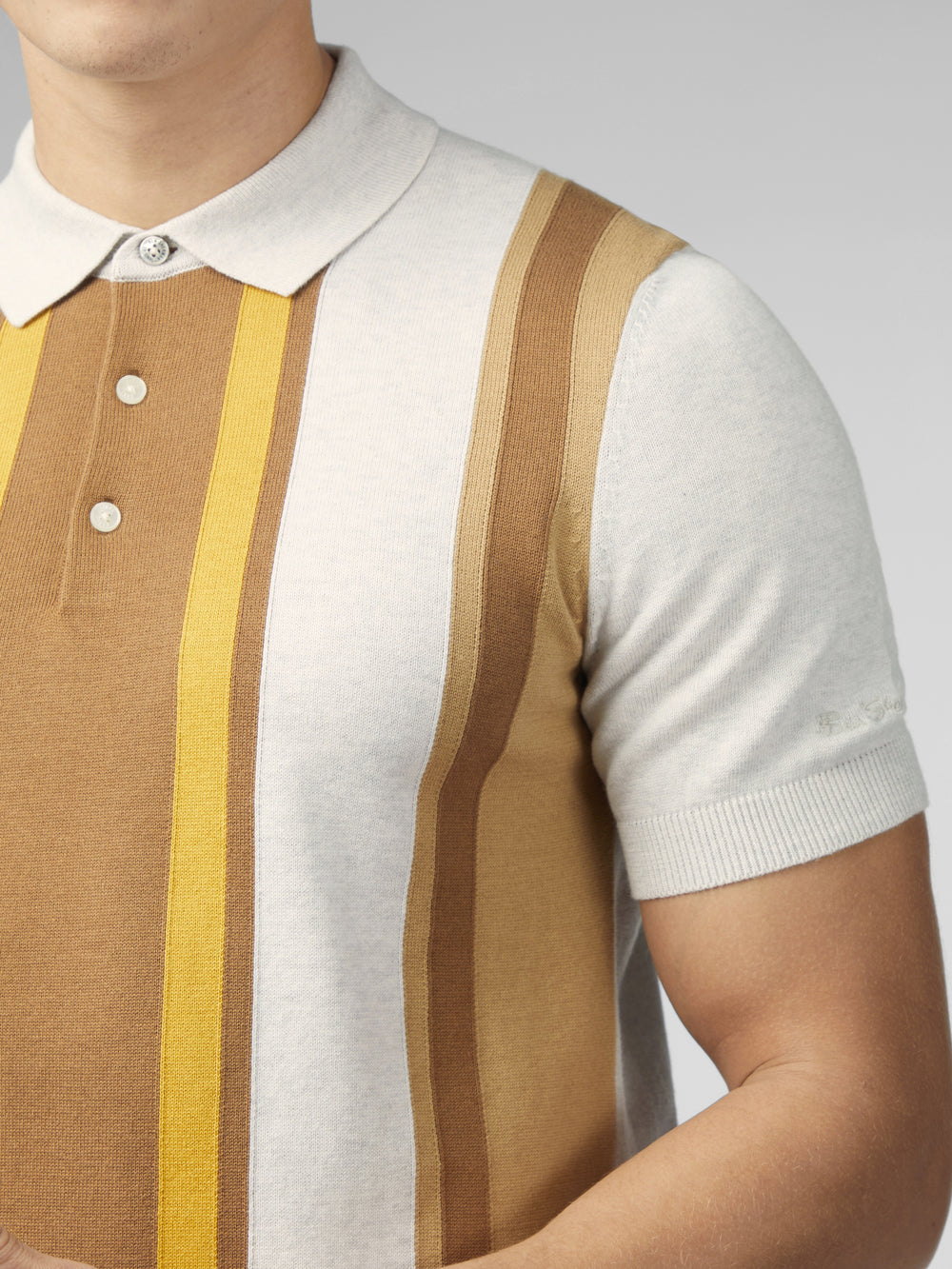 Ben Sherman Signature Vertical Stripe Polo Knitwear White | RSPL83964