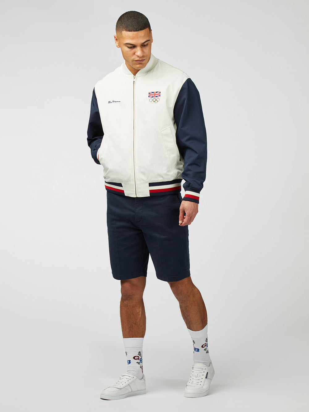 Ben Sherman Team GB Commercial Bomber Jackets White | WRNL14037