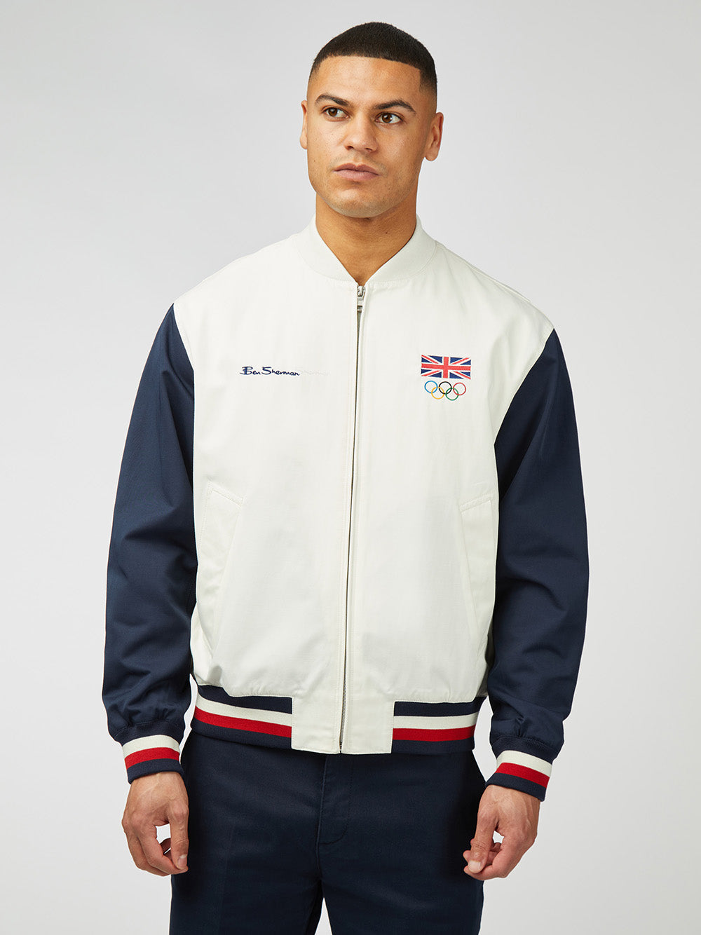 Ben Sherman Team GB Commercial Bomber Jackets White | WRNL14037