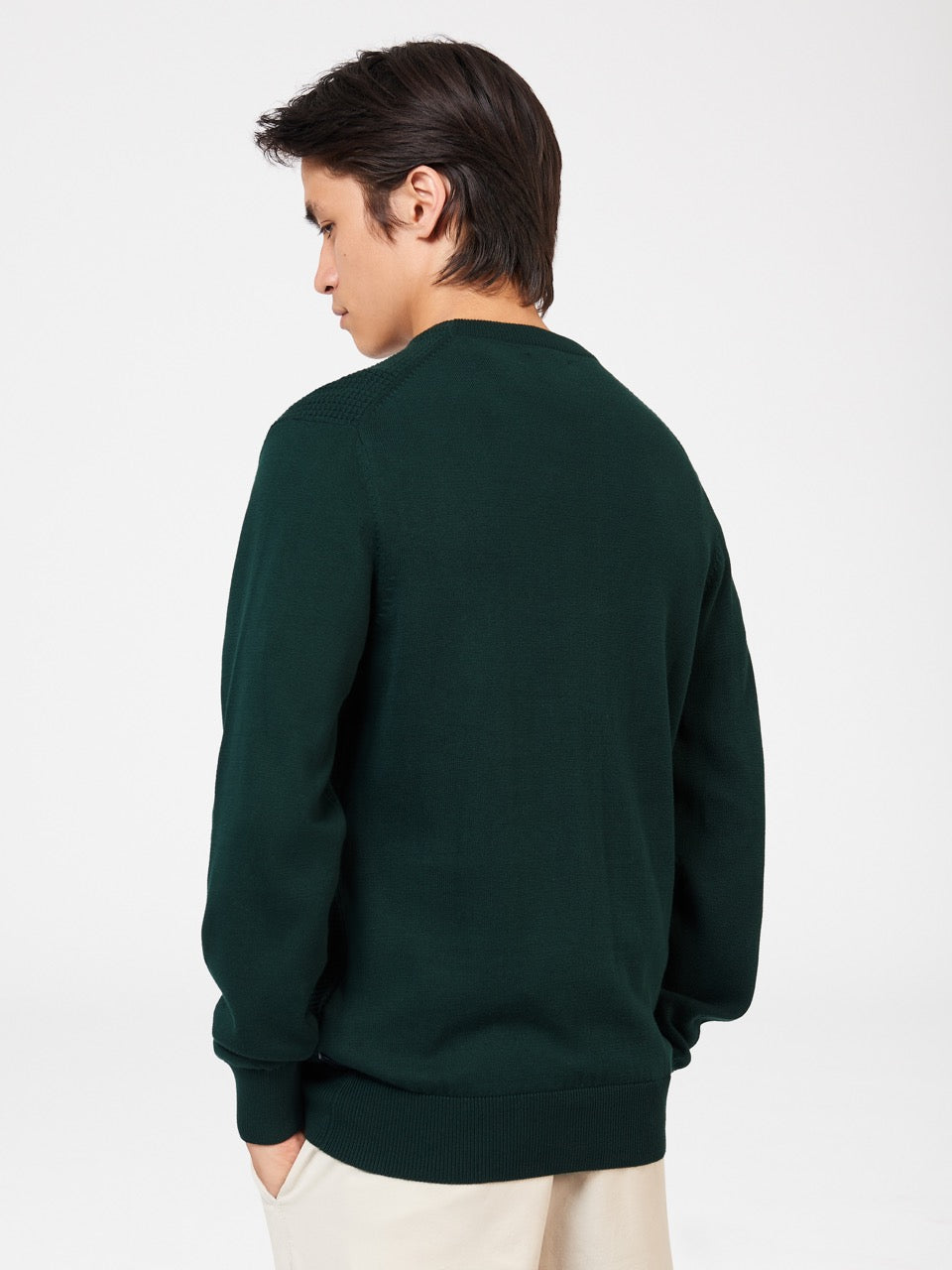 Ben Sherman Textured Crewneck Knitwear Dark Green | REQY76914