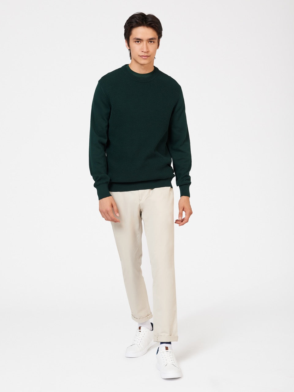 Ben Sherman Textured Crewneck Knitwear Dark Green | REQY76914