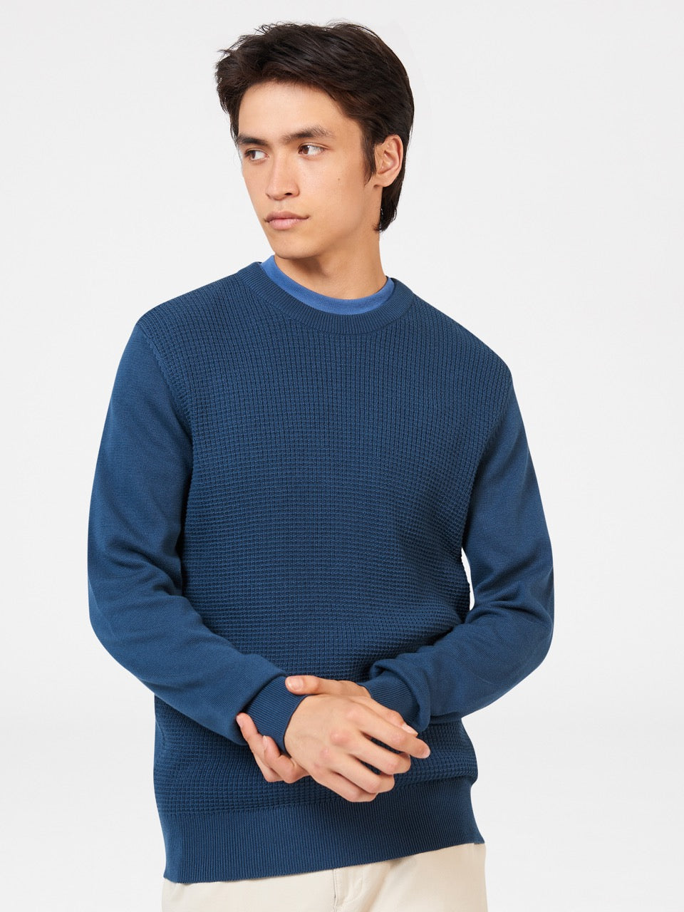 Ben Sherman Textured Crewneck Knitwear Indigo | OTMG39625