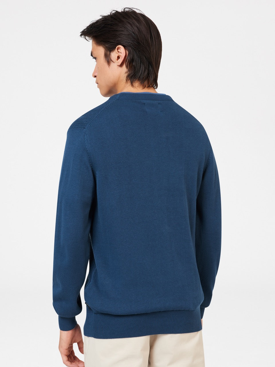 Ben Sherman Textured Crewneck Knitwear Indigo | OTMG39625