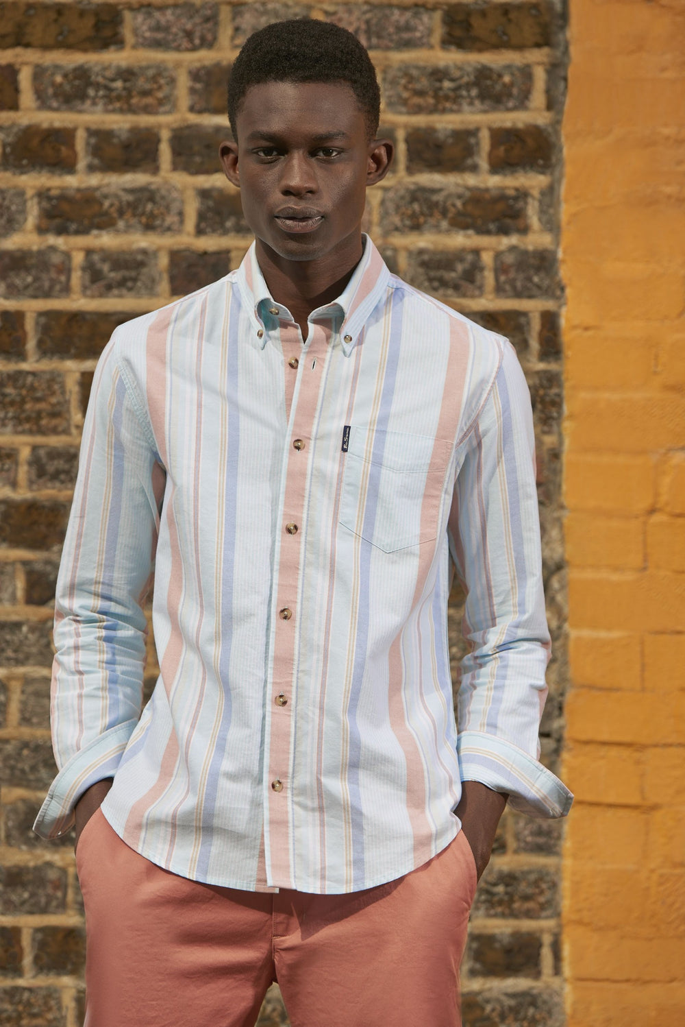 Ben Sherman The Oxford Ivy Stripe Long-Sleeve Shirts Blue | NYXK42850