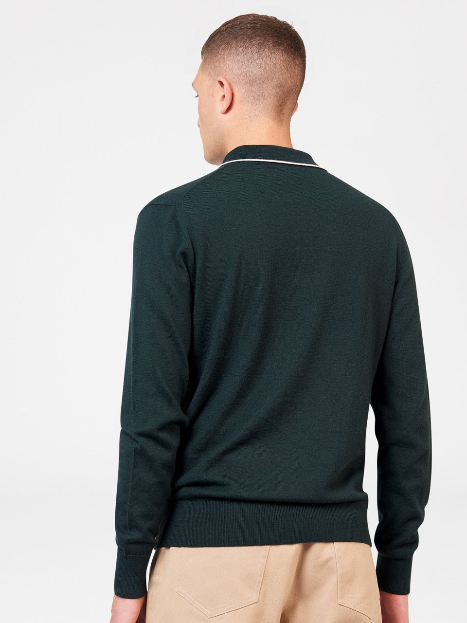 Ben Sherman Tipped Merino Polo Neck Sweaters Dark Green | FINZ04169