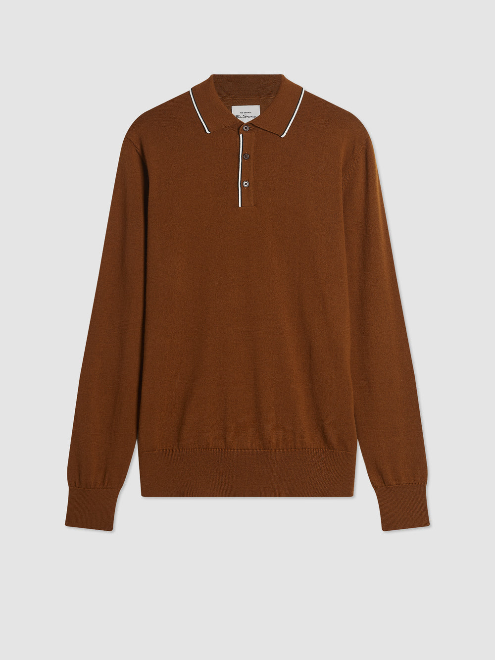 Ben Sherman Tipped Merino Polo Neck Sweaters Brown | AZQP89175