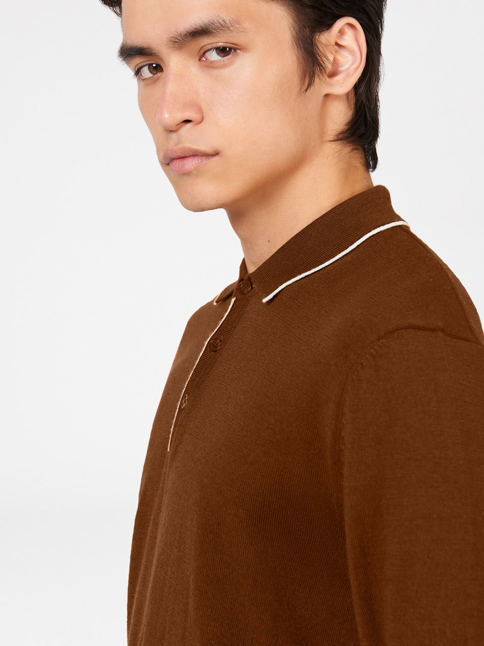 Ben Sherman Tipped Merino Polo Neck Sweaters Brown | AZQP89175