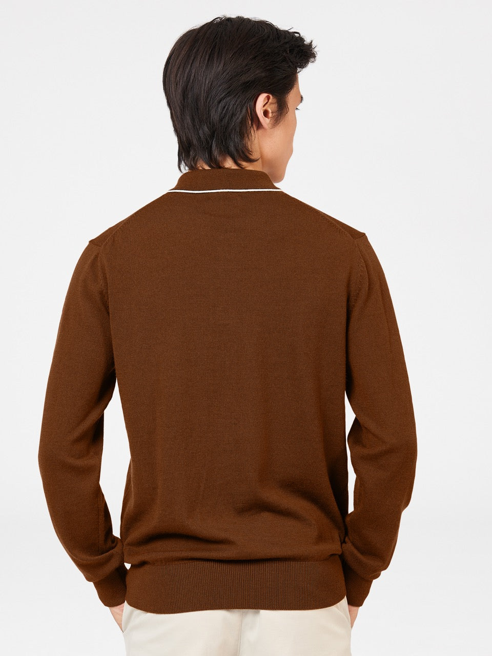 Ben Sherman Tipped Merino Polo Neck Sweaters Brown | AZQP89175