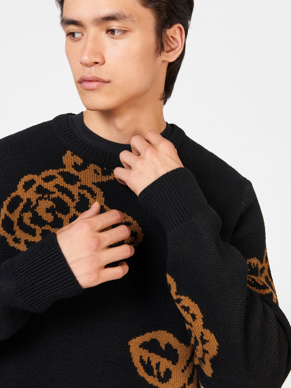 Ben Sherman Winter Floral Knitwear Black | WVLO12453