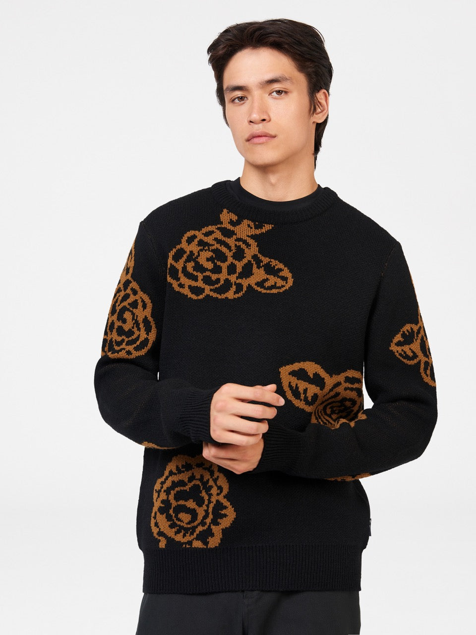 Ben Sherman Winter Floral Knitwear Black | WVLO12453